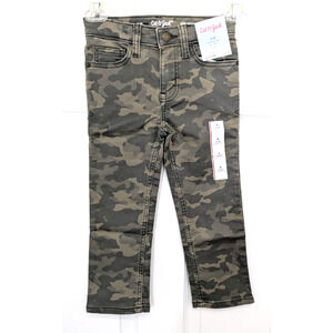 Boys Camo Print Super Stretch Slim Fit Jeans Olive Green Size 4 Pants